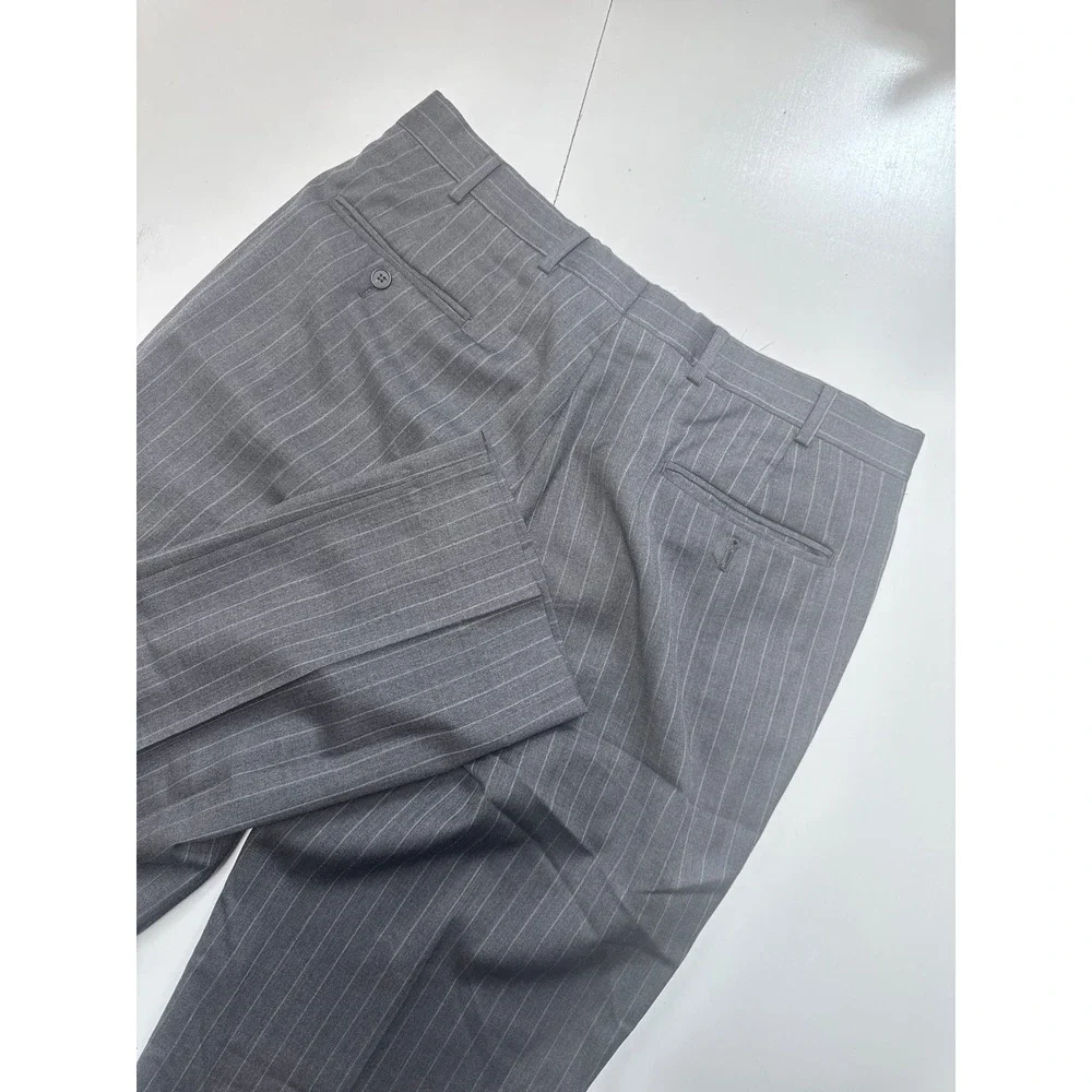 Brooks Brothers 346 Mens Grey Pinstripe Wool Suit 44R Regent Fit 35W 31L Blazer
